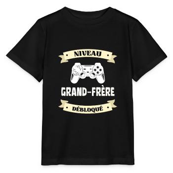 niveau grand frère débloqué humour gamer grossesse - T-shirt bio MINI CREATOR Stanley/Stella Enfant - noir - Devant - Mikhail (115cm)