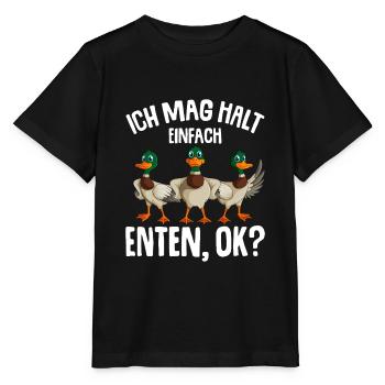 Ich mag halt Enten Mädchen Damen Ente - Stanley/Stella Kinder T-Shirt MINI CREATOR  - Schwarz - Vorne - Mikhail (115cm)