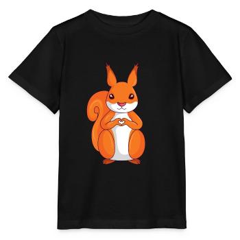 Eichhörnchen Liebe Kinder Mädchen Damen - Stanley/Stella Kinder T-Shirt MINI CREATOR  - Schwarz - Vorne - Mikhail (115cm)
