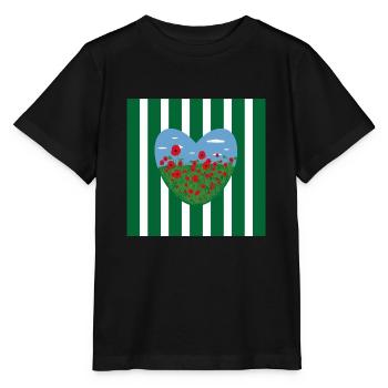 Herz Wiese mit vielen Blumen. - Stanley/Stella Kinder T-Shirt MINI CREATOR  - Schwarz - Vorne - Mikhail (115cm)