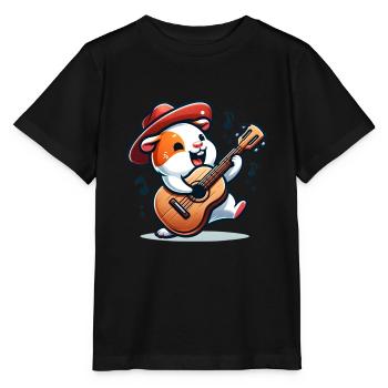 Coole Sonnenbrille Meerschweinchen spielt Gitarre - Stanley/Stella Kinder T-Shirt MINI CREATOR  - Schwarz - Vorne - Mikhail (115cm)