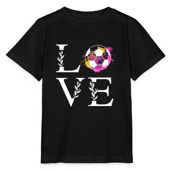 Fußball Mädchen LOVE Herzschlag Fußballerin - Stanley/Stella Kinder T-Shirt MINI CREATOR  - Schwarz - Vorne - Mikhail (115cm)