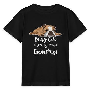 Englische Bulldogge süß zu sein ist anstrengend - Stanley/Stella Kinder T-Shirt MINI CREATOR  - Schwarz - Vorne - Mikhail (115cm)