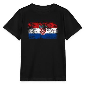 Kroatien Flagge Adria Zagreb Kroatische Fahne - Stanley/Stella Kinder T-Shirt MINI CREATOR  - Schwarz - Vorne - Mikhail (115cm)