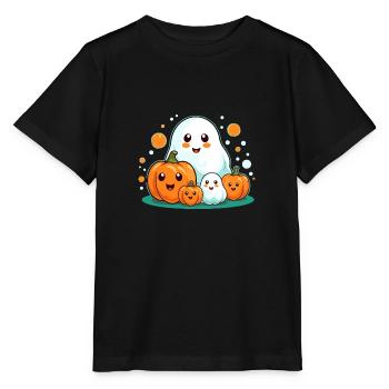 Ghost and Pumpkin Halloween - Stanley/Stella MINI CREATOR Kids’ T-Shirt - black - Front - Mikhail (115cm)