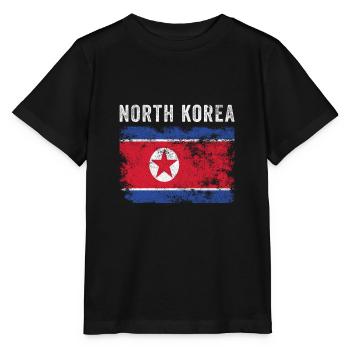 North Korea Flag Distressed - Stanley/Stella MINI CREATOR Kids’ T-Shirt - black - Front - Mikhail (115cm)