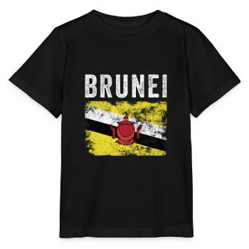 Drapeau du Brunei en détresse - Drapeau brunéien - T-shirt bio MINI CREATOR Stanley/Stella Enfant - noir - Devant - Mikhail (115cm)