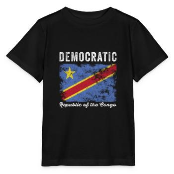 Flagge der Demokratischen Republik Kongo - Stanley/Stella Kinder T-Shirt MINI CREATOR  - Schwarz - Vorne - Mikhail (115cm)
