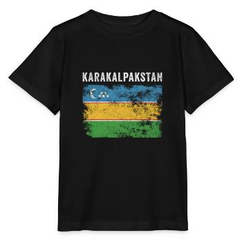 Karakalpakstan Flag Distressed - Stanley/Stella MINI CREATOR Kids’ T-Shirt - black - Front - Mikhail (115cm)