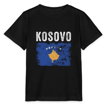 Kosovo Flag Distressed - Kosovar Flag - Stanley/Stella MINI CREATOR Kids’ T-Shirt - black - Front - Mikhail (115cm)
