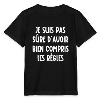 je suis pas sûre d'avoir bien compris les règles - T-shirt bio MINI CREATOR Stanley/Stella Enfant - noir - Devant - Mikhail (115cm)