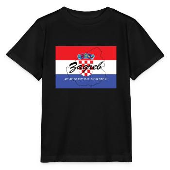 Zagreb - Hauptstadt mit GPS & Flagge - Stanley/Stella Kinder T-Shirt MINI CREATOR  - Schwarz - Vorne - Mikhail (115cm)