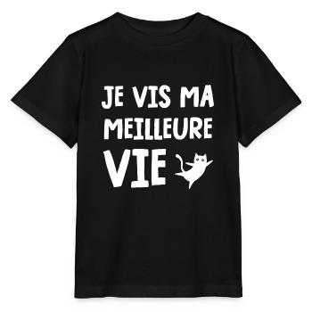 je vis ma meilleure vie - T-shirt bio MINI CREATOR Stanley/Stella Enfant - noir - Devant - Mikhail (115cm)