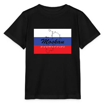 Moskau - Hauptstadt mit GPS & Flagge - Stanley/Stella Kinder T-Shirt MINI CREATOR  - Schwarz - Vorne - Mikhail (115cm)