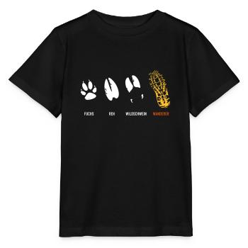 Fuchs Reh Wildschwein Wanderer Trittsiegel, Fährte - Stanley/Stella Kinder T-Shirt MINI CREATOR  - Schwarz - Vorne - Mikhail (115cm)