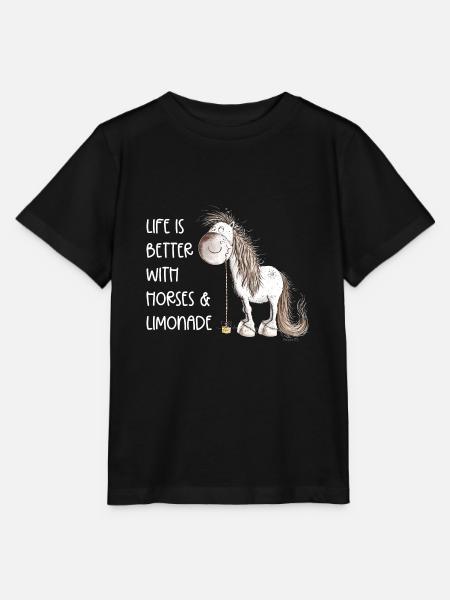 I Just Really Like Horses And Limonade - Stanley/Stella Kinder T-Shirt MINI CREATOR  - Schwarz