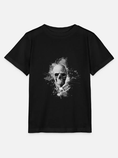Musicista teschio microfono cantante cantante cantante - Stanley/Stella T-shirt MINI CREATOR til børn - sort
