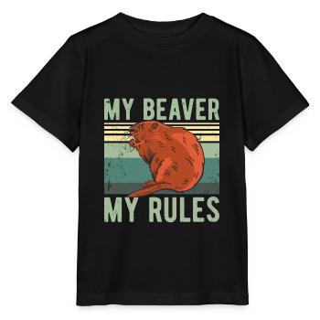 Funny - MY BEAVER MY RULES - Stanley/Stella MINI CREATOR Kids’ T-Shirt - black - Front - Mikhail (115cm)