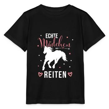 Echte Mädchen Reiten Pferde Mädchen - Stanley/Stella Kinder T-Shirt MINI CREATOR  - Schwarz - Vorne - Mikhail (115cm)
