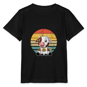 Vaches Vaches Vaches Ferme Laitières Agriculteurs Agriculteurs - T-shirt bio MINI CREATOR Stanley/Stella Enfant - noir - Devant - Mikhail (115cm)