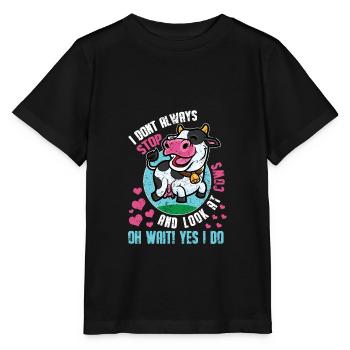 Vaches Vaches Vaches Ferme Laitières Agriculteurs Agriculteurs - T-shirt bio MINI CREATOR Stanley/Stella Enfant - noir - Devant - Mikhail (115cm)