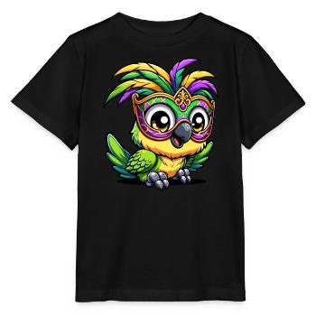 Perroquet Mardi Gras, Plumage Coloré - T-shirt bio MINI CREATOR Stanley/Stella Enfant - noir - Devant - Mikhail (115cm)