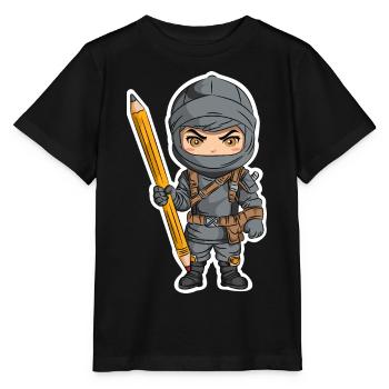 Le petit artiste ninja - T-shirt bio MINI CREATOR Stanley/Stella Enfant - noir - Devant - Mikhail (115cm)