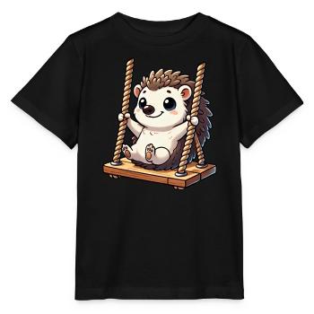 Hérisson mignon balançoires terrain de jeu enfants amusant - T-shirt bio MINI CREATOR Stanley/Stella Enfant - noir - Devant - Mikhail (115cm)