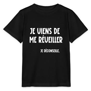 je viens de me réveiller - T-shirt bio MINI CREATOR Stanley/Stella Enfant - noir - Devant - Mikhail (115cm)