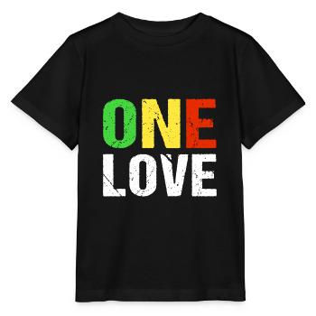 One Love Reggae Musik Jamaica - Stanley/Stella Kinder T-Shirt MINI CREATOR  - Schwarz - Vorne - Mikhail (115cm)
