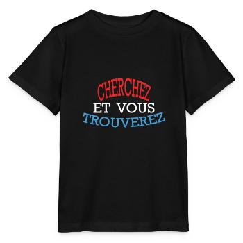 CHERCHEZ ET VOUS TROUVEREZ - Rouge Blanc Bleu - T-shirt bio MINI CREATOR Stanley/Stella Enfant - noir - Devant - Mikhail (115cm)