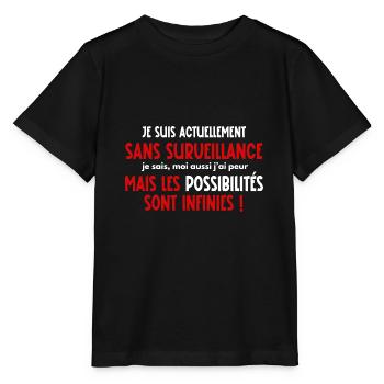 je suis actuellement sans surveillance - T-shirt bio MINI CREATOR Stanley/Stella Enfant - noir - Devant - Mikhail (115cm)