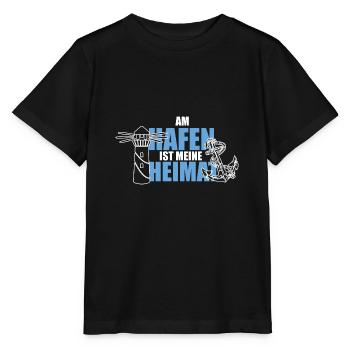 Am Hafen ist meine Heimat Spruch Norddeutschland - Stanley/Stella Kinder T-Shirt MINI CREATOR  - Schwarz - Vorne - Mikhail (115cm)