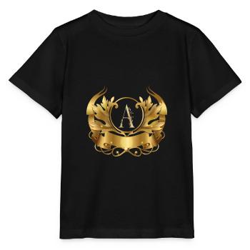 the golden A in a golden frame - Stanley/Stella MINI CREATOR Kids’ T-Shirt - black - Front - Mikhail (115cm)