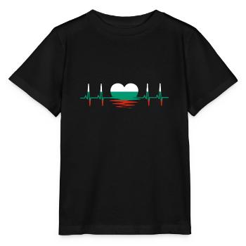 Bulgarie drapeau battement de coeur ECG battement de coeur coeur - T-shirt bio MINI CREATOR Stanley/Stella Enfant - noir - Devant - Mikhail (115cm)