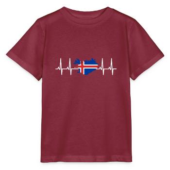 Islande drapeau battements de coeurs paysssure Pulse ECG EU - T-shirt bio MINI CREATOR Stanley/Stella Enfant - bordeaux - Devant - Kain (125cm)