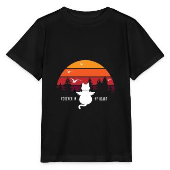 Retro Cat Dead Grief Emotional Gift Angel - Stanley/Stella MINI CREATOR Kids’ T-Shirt - black - Front - Mikhail (115cm)