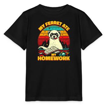 Mon furet a mangé mes devoirs - Cadeau furet - T-shirt bio MINI CREATOR Stanley/Stella Enfant - noir - Devant - Mikhail (115cm)