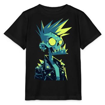 Zombie Punk Rocker – Crâne néon avec cheveux hérissés - T-shirt bio MINI CREATOR Stanley/Stella Enfant - noir - Devant - Mikhail (115cm)