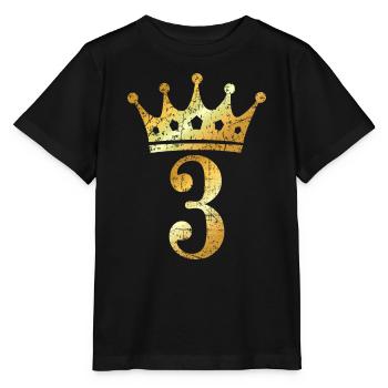 Krone Nummer 3 (Vintage Goldgelb) 3. Geburtstag - Stanley/Stella Kinder T-Shirt MINI CREATOR  - Schwarz - Vorne - Mikhail (115cm)