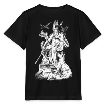 Odin on throne with spears, ravens and wolves - Stanley/Stella MINI CREATOR Kids’ T-Shirt - black - Front - Mikhail (115cm)