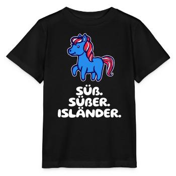 Islandponys Statement Islandpferde Pony Pferdenarr - Stanley/Stella Kinder T-Shirt MINI CREATOR  - Schwarz - Vorne - Mikhail (115cm)