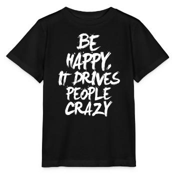 Be Happy (dark) - Stanley/Stella MINI CREATOR Kids’ T-Shirt - black - Front - Mikhail (115cm)