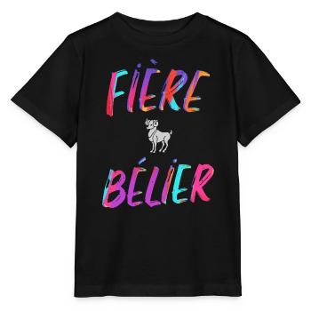 Fière bélier cadeau bélier signe du zodiaque - T-shirt bio MINI CREATOR Stanley/Stella Enfant - noir - Devant - Mikhail (115cm)
