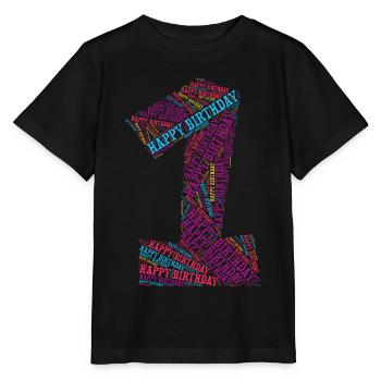Happy Birthday T-Shirt One Year - Stanley/Stella MINI CREATOR Kids’ T-Shirt - black - Front - Mikhail (115cm)