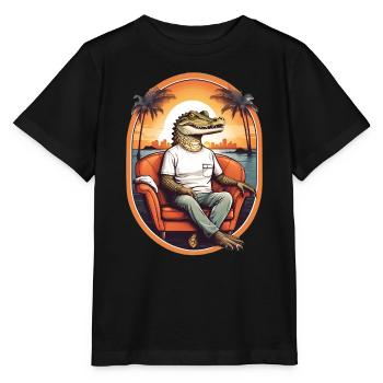 Alligator auf Sofa - Stanley/Stella Kinder T-Shirt MINI CREATOR  - Schwarz - Vorne - Mikhail (115cm)