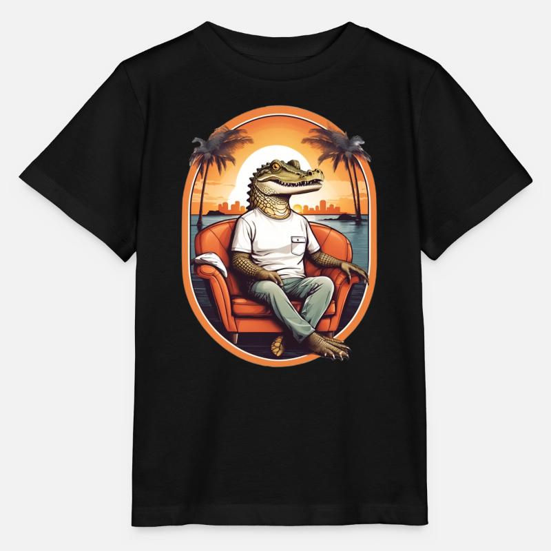 Alligator sur canapé - T-shirt bio MINI CREATOR Stanley/Stella Enfant - noir
