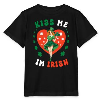 Embrasse-moi, je suis irlandaise - T-shirt bio MINI CREATOR Stanley/Stella Enfant - noir - Devant - Mikhail (115cm)