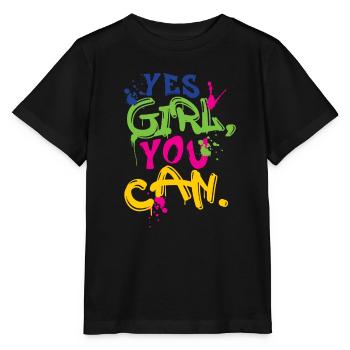 girl yes you can - Stanley/Stella Kinder T-Shirt MINI CREATOR  - Schwarz - Vorne - Mikhail (115cm)