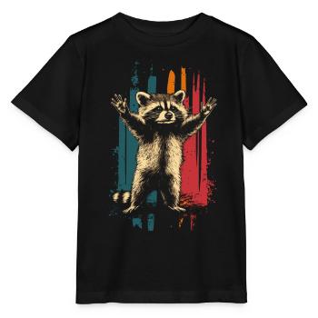 Raton laveur aux bras tendus - T-shirt bio MINI CREATOR Stanley/Stella Enfant - noir - Devant - Mikhail (115cm)